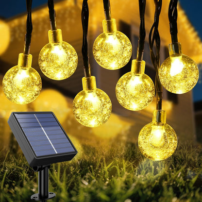 35 FT Solar Globe String Lights – 60 LED Outdoor Waterproof Patio & Garden Lights (Warm White / Bright White / RGB) - with Warm White | Sold by Uncle Wiener's Wholesale
