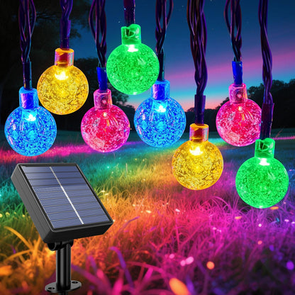 35 FT Solar Globe String Lights – 60 LED Outdoor Waterproof Patio & Garden Lights (Warm White / Bright White / RGB) - with RGB Color - Changing | Sold by Uncle Wiener's Wholesale