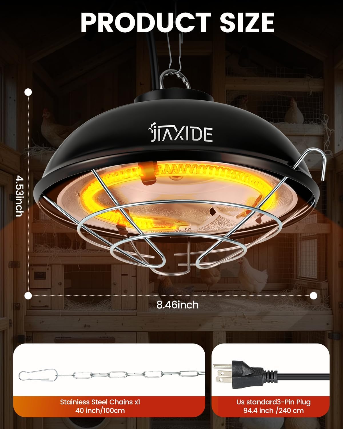 350W Chicken Heat Lamp Dual Mode Adjustable Brooder Lamp Coop Heater CHL350 - with | Sold by Uncle Wiener's Wholesale
