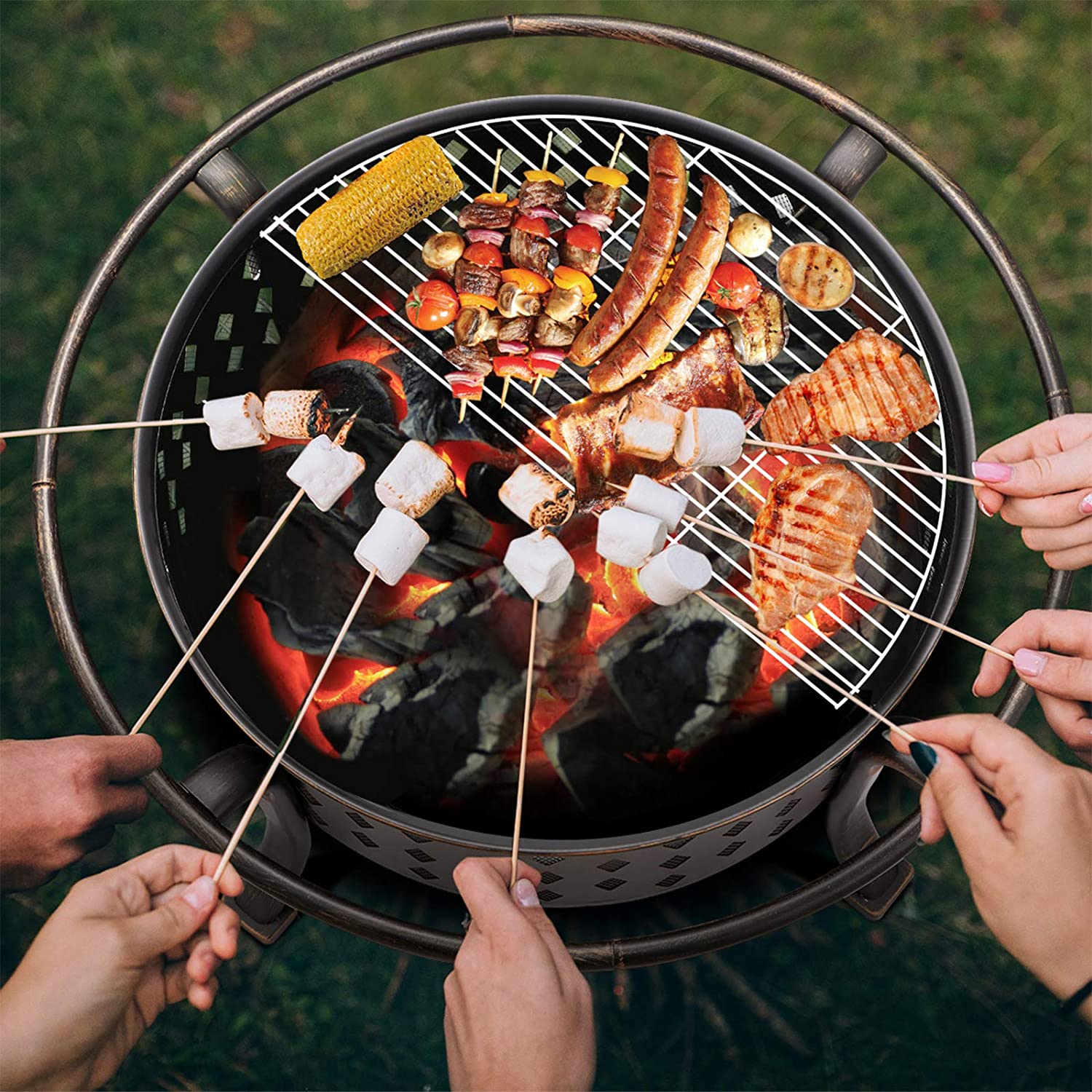36" Outdoor Fire Pit & BBQ Grill – Rubbed Bronze Finish 10114FP - with | Sold by Uncle Wiener's Wholesale