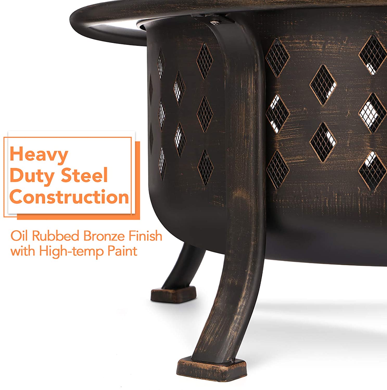 36" Outdoor Fire Pit & BBQ Grill – Rubbed Bronze Finish 10114FP - with | Sold by Uncle Wiener's Wholesale