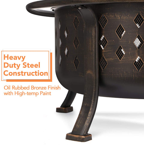 36" Outdoor Fire Pit & BBQ Grill – Rubbed Bronze Finish 10114FP - with | Sold by Uncle Wiener's Wholesale