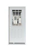 36x80 Fiberglass Entry Door with 9 - Lite Grid Glass Prehung White Smooth Finish Left or Right Hand Swing P06LH P06RH - with Left Hand Swing | Sold by Uncle Wiener's Wholesale