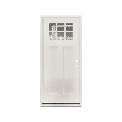 36x80 Fiberglass Exterior Door with 6 - Lite Grid Glass Prehung Smooth Finish Left or Right Hand Swing FG03LH FG03RH - with Right Hand Swing | Sold by Uncle Wiener's Wholesale