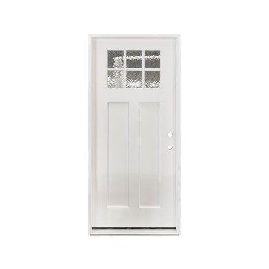 36x80 Fiberglass Exterior Door with 6 - Lite Grid Glass Prehung Smooth Finish Left or Right Hand Swing FG03LH FG03RH - General Equipment with Left Hand Swing | Sold by Uncle Wiener's Wholesale