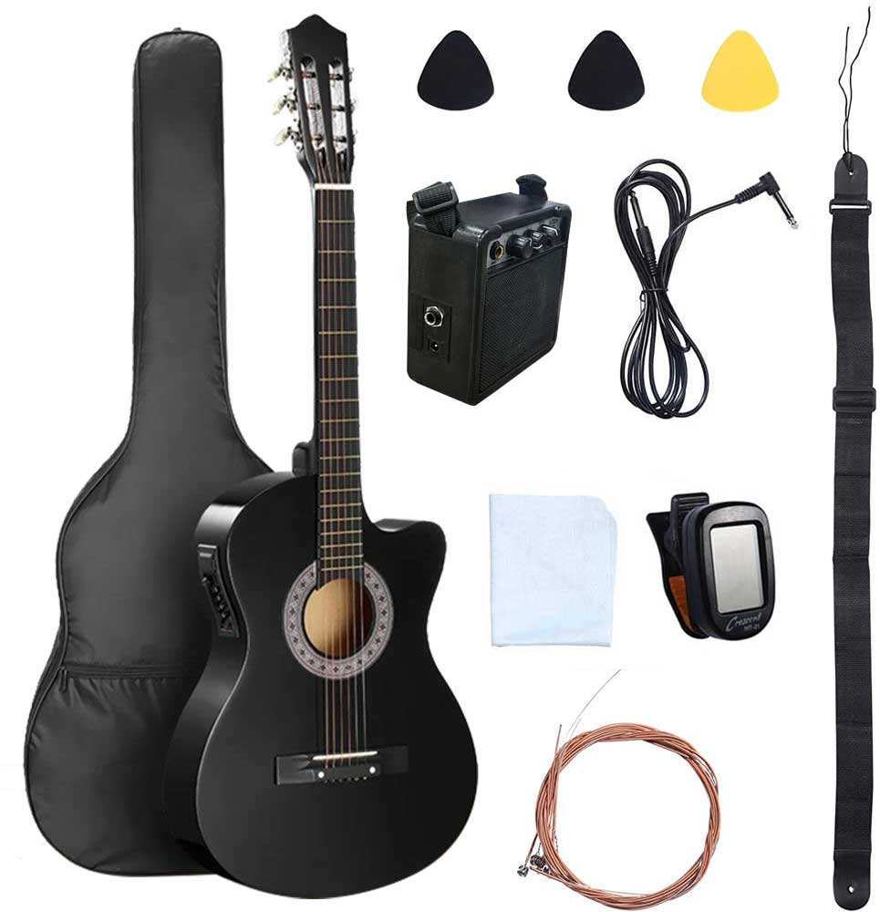 38" Acoustic Guitar High Gloss Beginner Starter Kit with Accessories 38 in Full Size AC38HG - with | Sold by Uncle Wiener's Wholesale