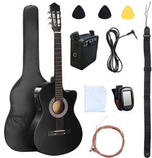 38" Acoustic Guitar High Gloss Beginner Starter Kit with Accessories 38 in Full Size AC38HG