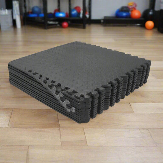 EVA Foam Interlocking Gym Mats – 3/8 inch thick
Home Gym Flooring – EVA Foam Mats 186 Sq Ft
Shock Absorbing Black Foam Tiles for Fitness Flooring
Durable 3/8 Inch Exercise Mats – 24x24 Foam Panels