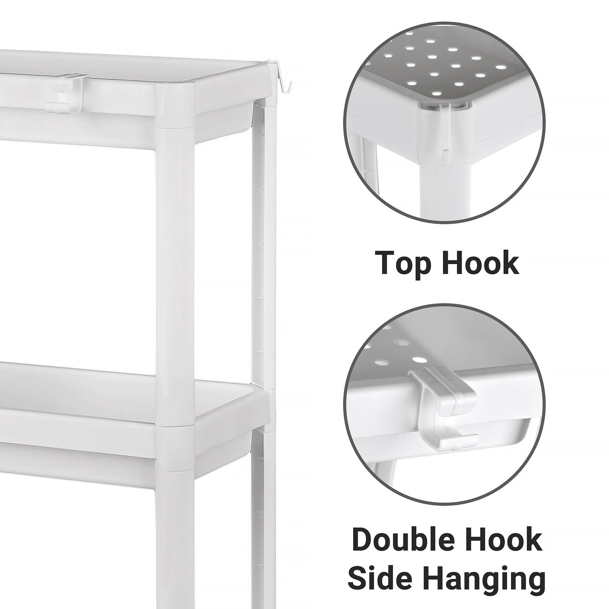 2 Pack Slim 4-Tier Plastic Storage Shelves 9 in Narrow Waterproof Organizer Rack for Kitchen, Bathroom & Under Sink AMPPR04