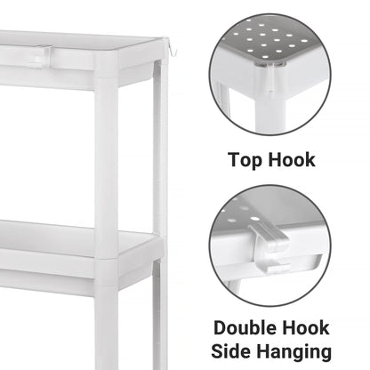 2 Pack Slim 4-Tier Plastic Storage Shelves 9 in Narrow Waterproof Organizer Rack for Kitchen, Bathroom & Under Sink AMPPR04