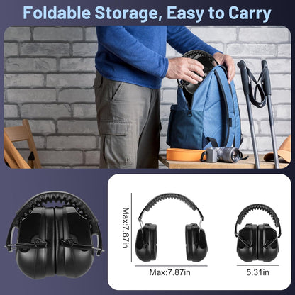 2-Pack Ear Protection Safety Earmuffs with ABS Shell &amp; PU Sponge Padding for Work, Shop, Yard, Garage &amp; Noise Reduction S1346