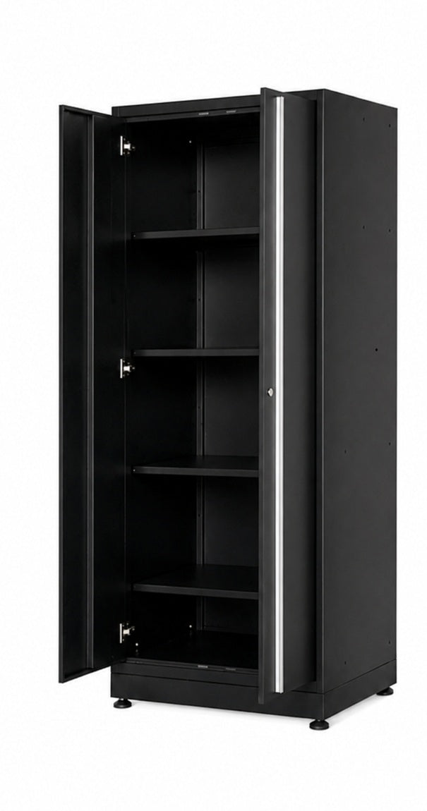 4-Piece Stainless Steel Garage Cabinet Set with Workbench, Wall Cabinets & Tall Storage Cabinet HTC3280PC