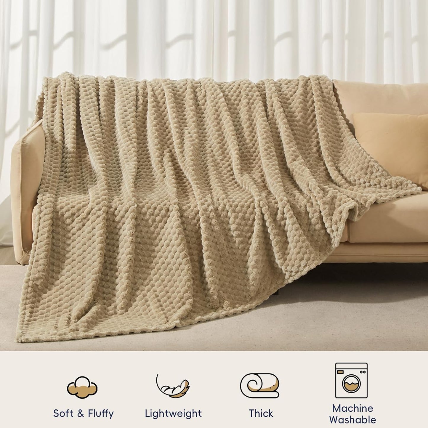 3D Jacquard Flannel Fleece Blanket Plush Soft Throw 50x60 60x80 90x90 Inches JFFBLK - with 50" x 60" (127 x 152 cm) – Throw Size | Sold by Uncle Wiener's Wholesale