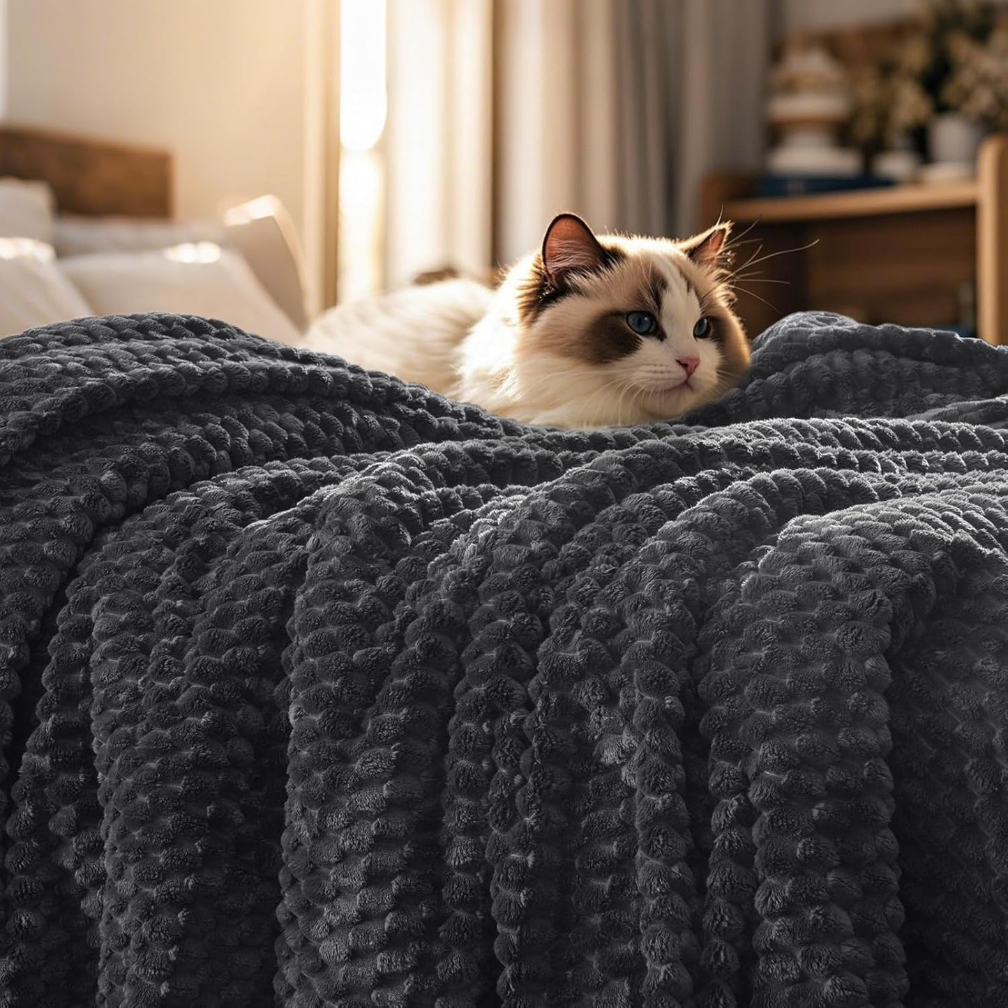 3D Jacquard Flannel Fleece Blanket Plush Soft Throw 50x60 60x80 90x90 Inches JFFBLK - with 60" x 80" (152 x 203 cm) – Twin / Full | Sold by Uncle Wiener's Wholesale