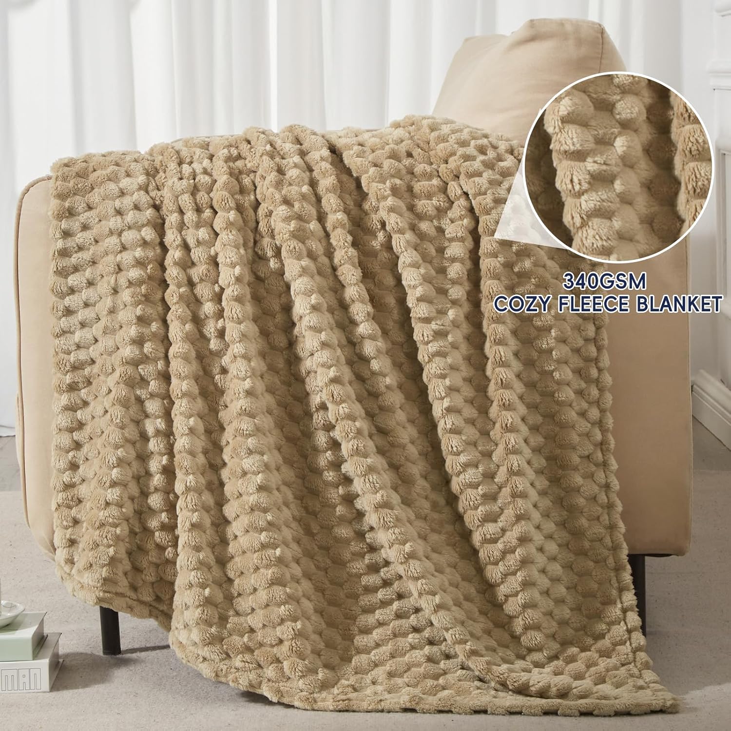3D Jacquard Flannel Fleece Blanket Plush Soft Throw 50x60 60x80 90x90 Inches JFFBLK - with 50" x 60" (127 x 152 cm) – Throw Size | Sold by Uncle Wiener's Wholesale
