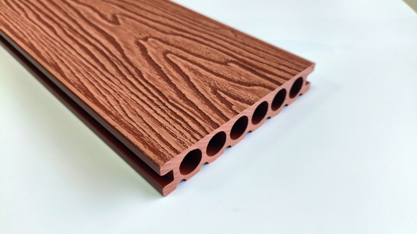 3D Wood Grain WPC Decking System 22 Sq ft Pack Boards Keel Edge Trim & Fasteners - with Edge Strips (Charcoal) | Sold by Uncle Wiener's Wholesale