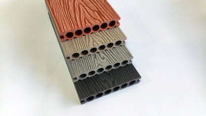 3D Wood Grain WPC Decking System 22 Sq ft Pack Boards Keel Edge Trim & Fasteners - with Edge Strips (Charcoal) | Sold by Uncle Wiener's Wholesale