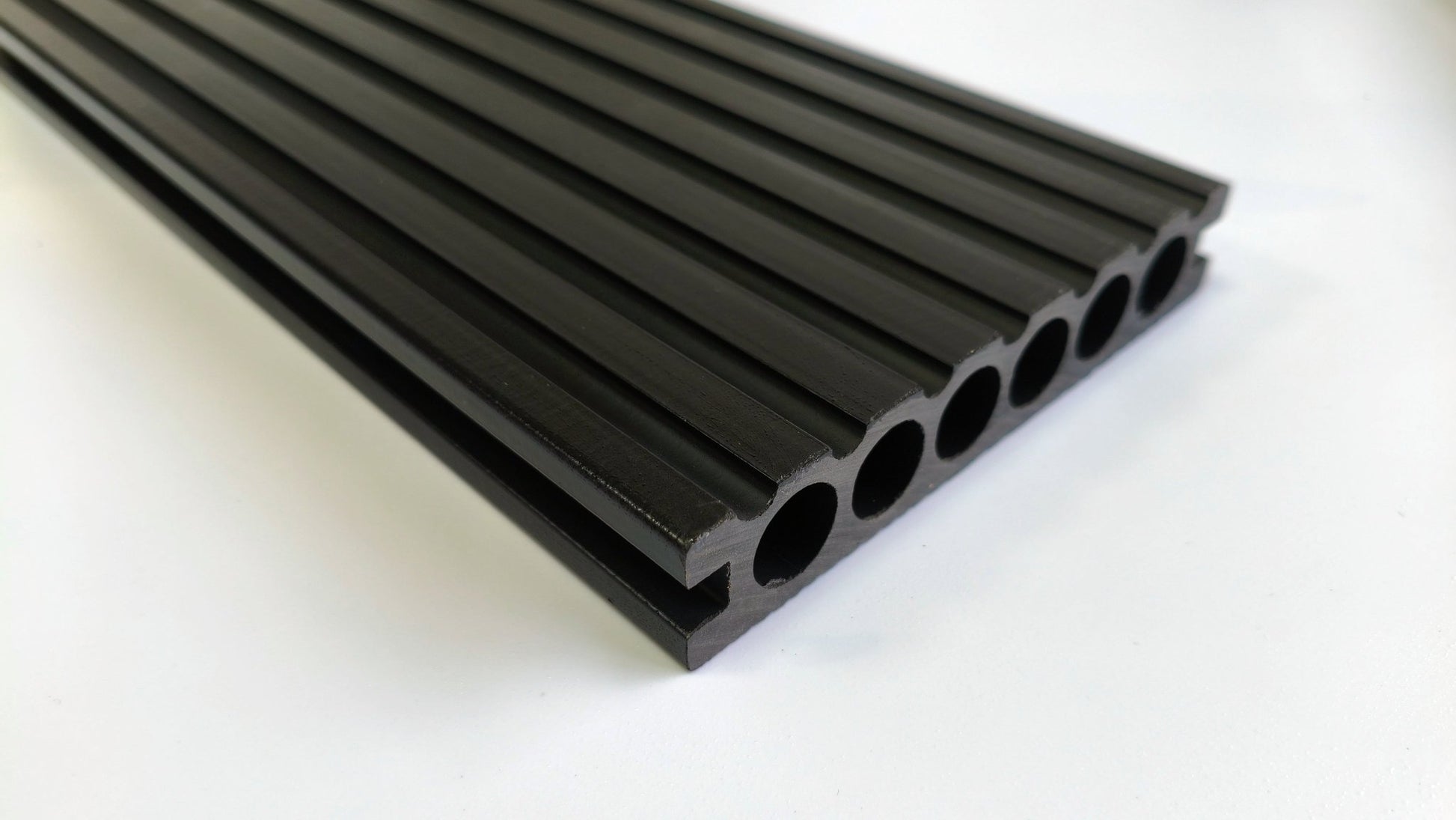3D Wood Grain WPC Decking System 22 Sq ft Pack Boards Keel Edge Trim & Fasteners - with Edge Strips (Charcoal) | Sold by Uncle Wiener's Wholesale