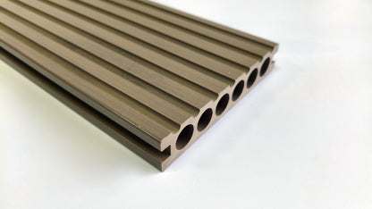 3D Wood Grain WPC Decking System 22 Sq ft Pack Boards Keel Edge Trim & Fasteners - with Edge Strips (Charcoal) | Sold by Uncle Wiener's Wholesale