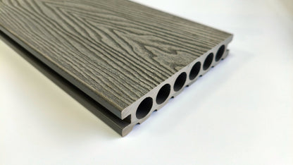 3D Wood Grain WPC Decking System 22 Sq ft Pack Boards Keel Edge Trim & Fasteners - with Edge Strips (Charcoal) | Sold by Uncle Wiener's Wholesale