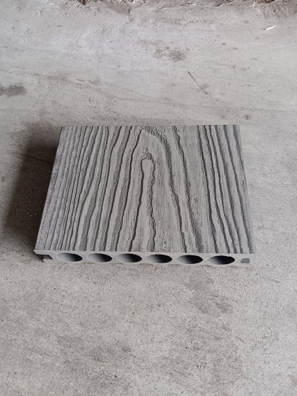 3D Wood Grain WPC Decking System 22 Sqft Pack Boards Keel Edge Trim & Fasteners - with Light Grey | Sold by Uncle Wiener's Wholesale