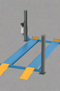Blue 4-post car lift in a workshop setting

Top-down view of the HFL4065E vehicle lift

Vehicle raised on blue 4-post lift

Hydraulic-powered truck lift hoist

Portable heavy-duty automotive lift with ramps