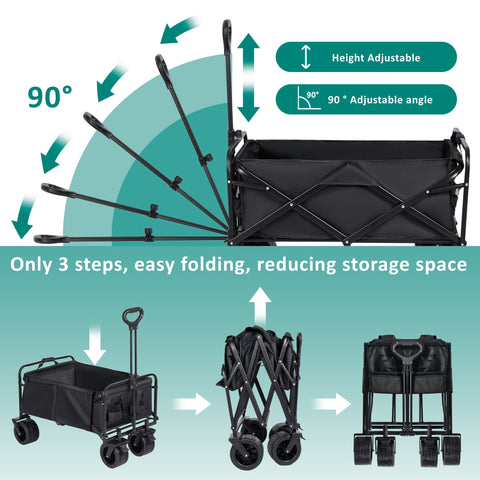 New Collapsible Folding Beach Wagon Cart – Heavy Duty 500 lbs Capacity, 10" All-Terrain Wheels, Adjustable Handle