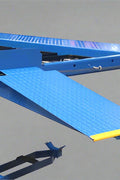 Blue portable 4-post car hoist in garage

Drive-on ramp and runway surface

Close-up of power unit and lift columns

Vehicle elevated on blue car lift

Heavy-duty safety locks and cable system