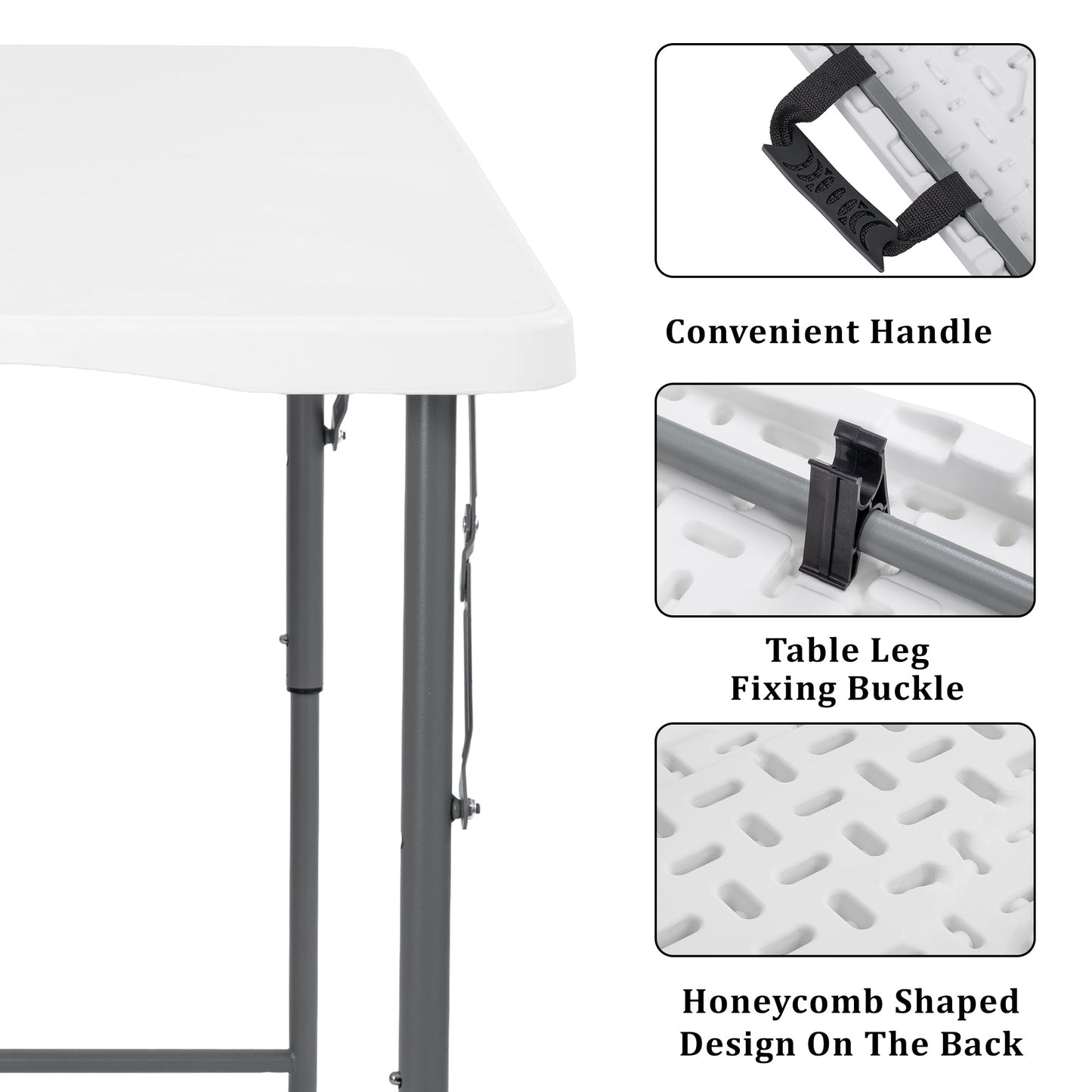 4 - Foot Adjustable Height Folding Utility Table Portable Plastic AMPCT1224 - with | Sold by Uncle Wiener's Wholesale