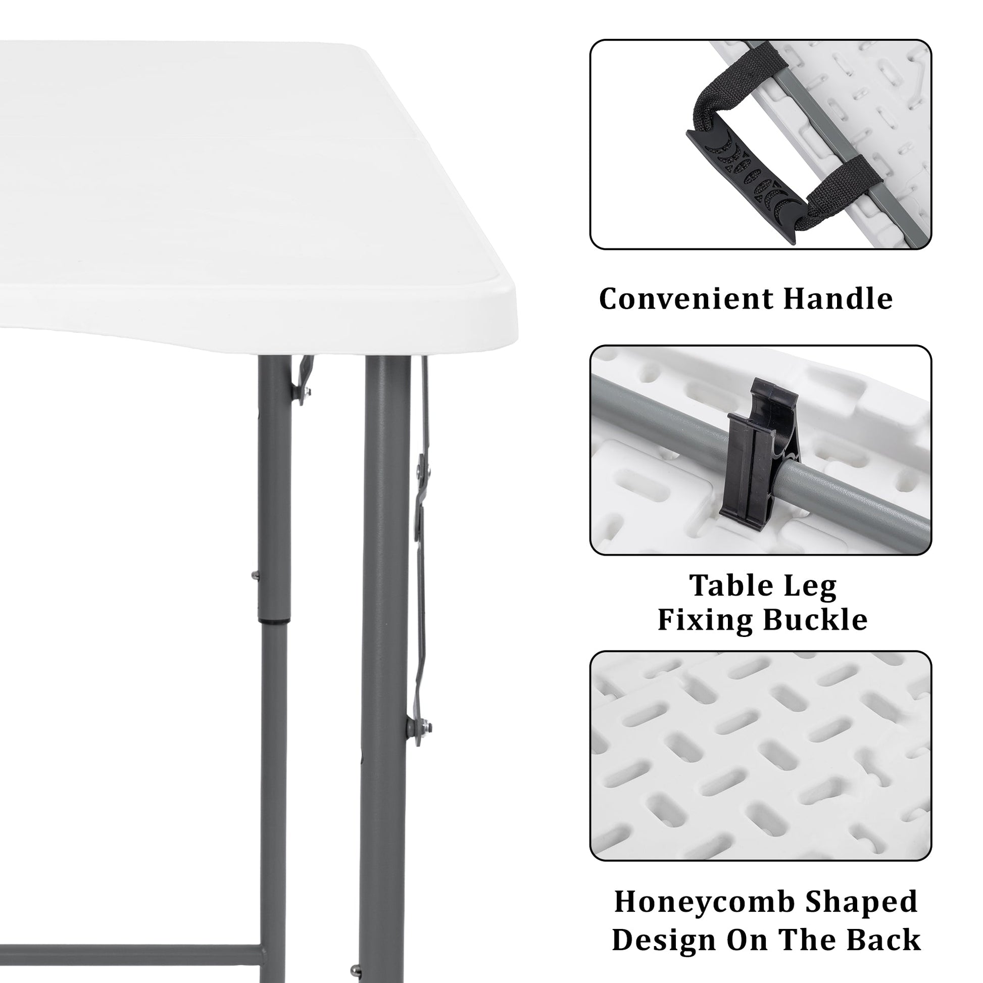 4 - Foot Adjustable Height Folding Utility Table Portable Plastic AMPCT1224 - with | Sold by Uncle Wiener's Wholesale