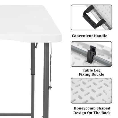 4 - Foot Adjustable Height Folding Utility Table Portable Plastic AMPCT1224 - with | Sold by Uncle Wiener's Wholesale