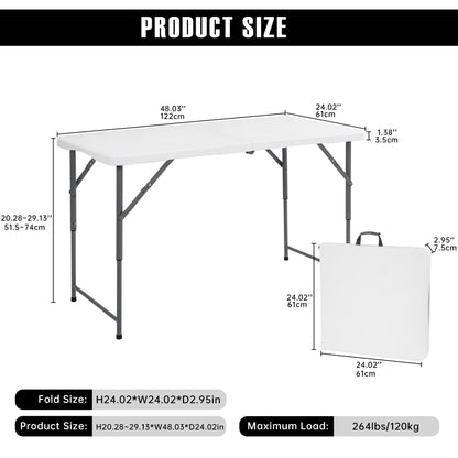 4 - Foot Adjustable Height Folding Utility Table Portable Plastic AMPCT1224 - with | Sold by Uncle Wiener's Wholesale