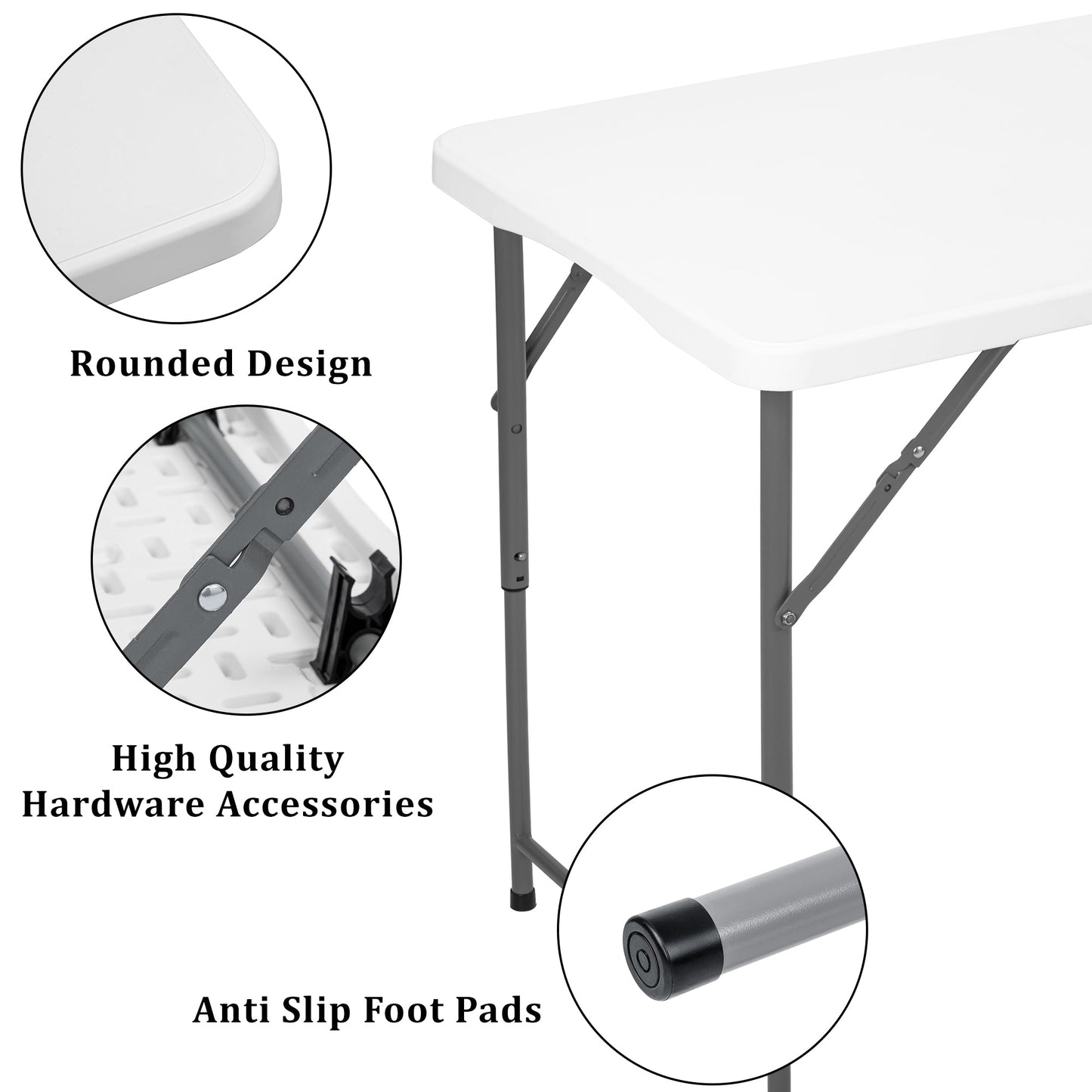 4 - Foot Adjustable Height Folding Utility Table Portable Plastic AMPCT1224 - with | Sold by Uncle Wiener's Wholesale
