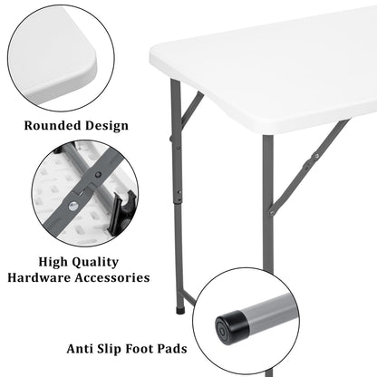 4 - Foot Adjustable Height Folding Utility Table Portable Plastic AMPCT1224 - with | Sold by Uncle Wiener's Wholesale