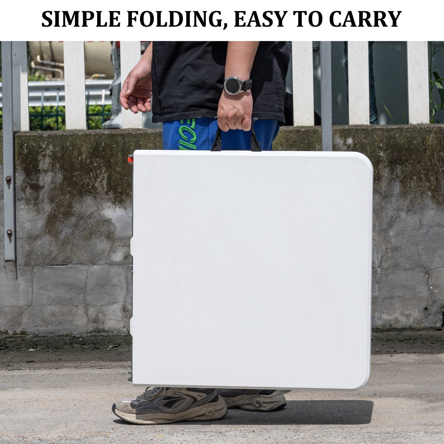 4 - Foot Adjustable Height Folding Utility Table Portable Plastic AMPCT1224 - with | Sold by Uncle Wiener's Wholesale