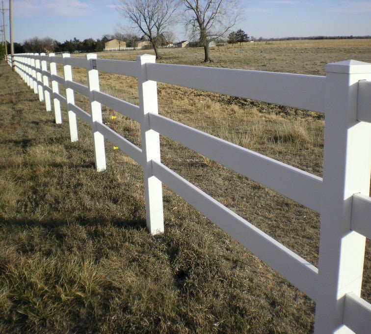 4 ft x 8 ft White 3 - Rail Ranch Fence Starter Kit RRFST8 - with Starter Kit | Sold by Uncle Wiener's Wholesale