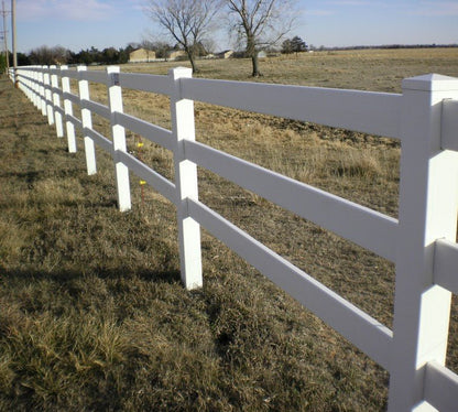 4 ft x 8 ft White 3 - Rail Ranch Fence Starter Kit RRFST8 - with Starter Kit | Sold by Uncle Wiener's Wholesale
