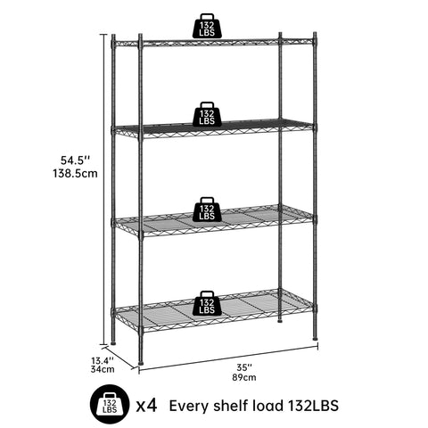 4 - Layer Black Wire Storage Rack – Durable Steel Organizer for Home, Garage, or Office | SKU: AMHWS1393 - with | Sold by Uncle Wiener's Wholesale