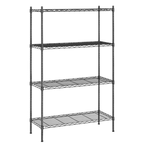 4 - Layer Black Wire Storage Rack – Durable Steel Organizer for Home, Garage, or Office | SKU: AMHWS1393 - with | Sold by Uncle Wiener's Wholesale
