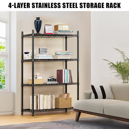 4 - Layer Black Wire Storage Rack – Durable Steel Organizer for Home, Garage, or Office | SKU: AMHWS1393 - with | Sold by Uncle Wiener's Wholesale