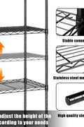 4 - Layer Black Wire Storage Rack – Durable Steel Organizer for Home, Garage, or Office | SKU: AMHWS1393 - with | Sold by Uncle Wiener's Wholesale