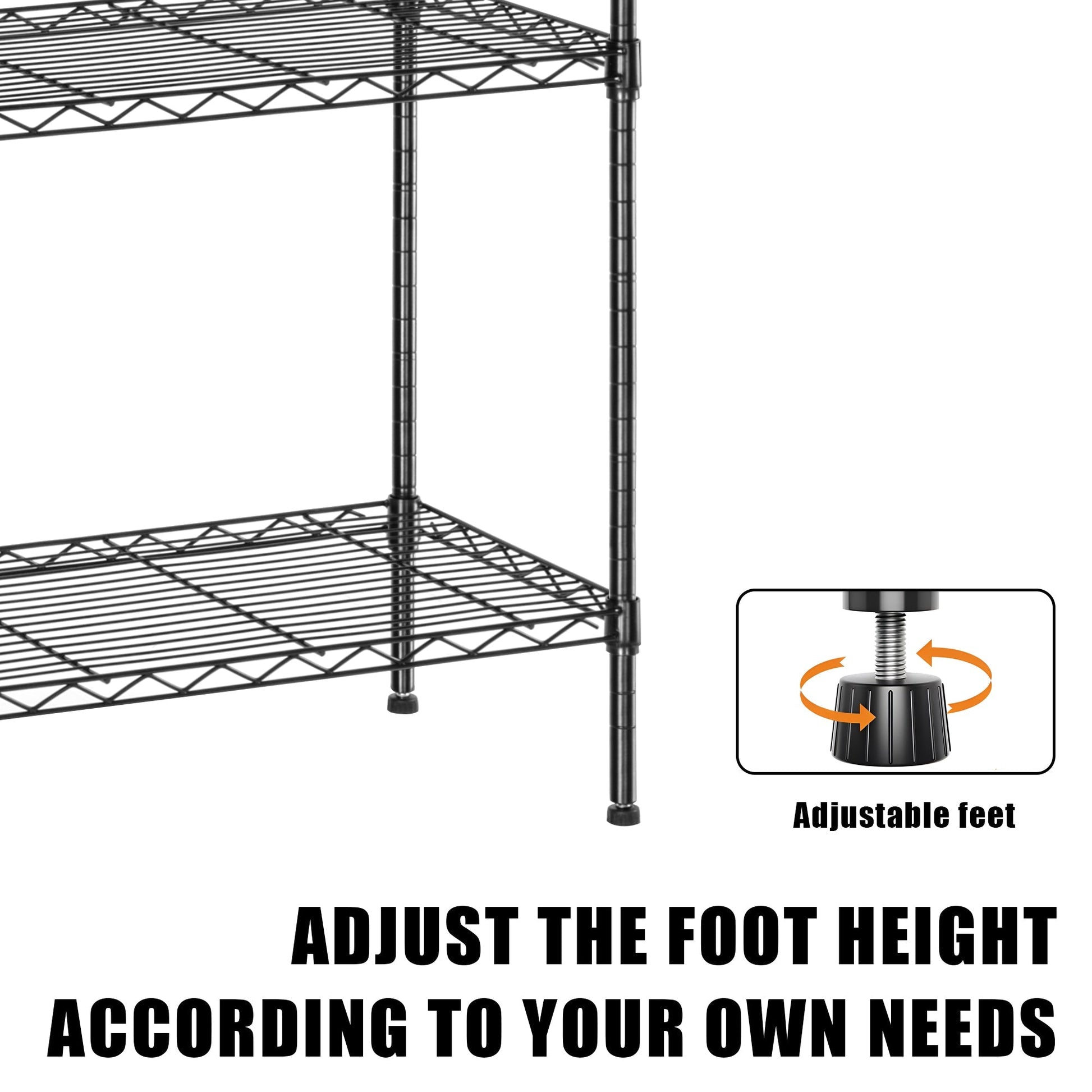 4 - Layer Black Wire Storage Rack – Durable Steel Organizer for Home, Garage, or Office | SKU: AMHWS1393 - with | Sold by Uncle Wiener's Wholesale