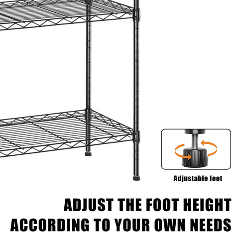 4 - Layer Black Wire Storage Rack – Durable Steel Organizer for Home, Garage, or Office | SKU: AMHWS1393 - with | Sold by Uncle Wiener's Wholesale