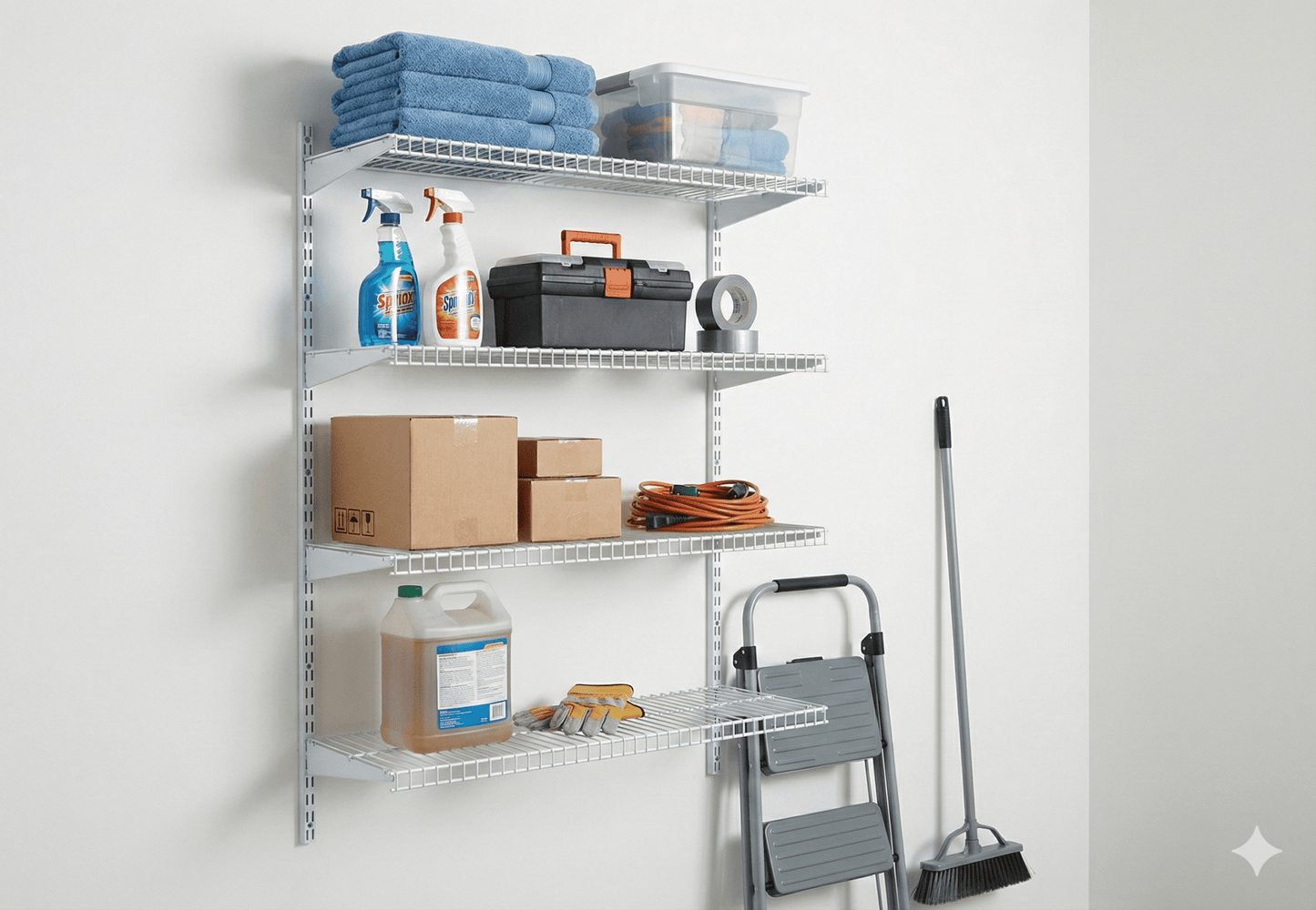 4 - Layer Wall Mount Metal Shelf DIY Closet Storage System CSA4S - with | Sold by Uncle Wiener's Wholesale
