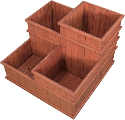 4 - Level Wooden Raised Garden Bed Planter Box 32" x 32" for Herbs, Vegetables, Flowers, Succulents, Patio & Indoor Outdoor Gardening MLP3232 - Garden & Landscaping with | Sold by Uncle Wiener's Wholesale