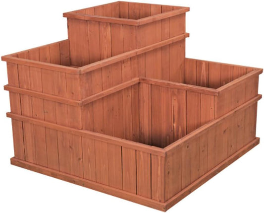 4 - Level Wooden Raised Garden Bed Planter Box 32" x 32" for Herbs, Vegetables, Flowers, Succulents, Patio & Indoor Outdoor Gardening MLP3232 - Garden & Landscaping with | Sold by Uncle Wiener's Wholesale