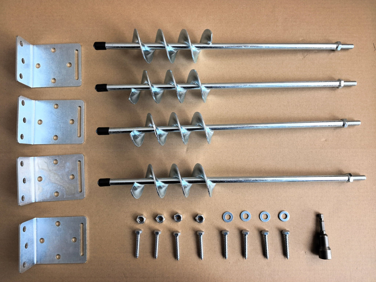 4 Pack 18 Inch Ground Anchor Screw Shed Anchor with L Bracket LB0418 - with | Sold by Uncle Wiener's Wholesale