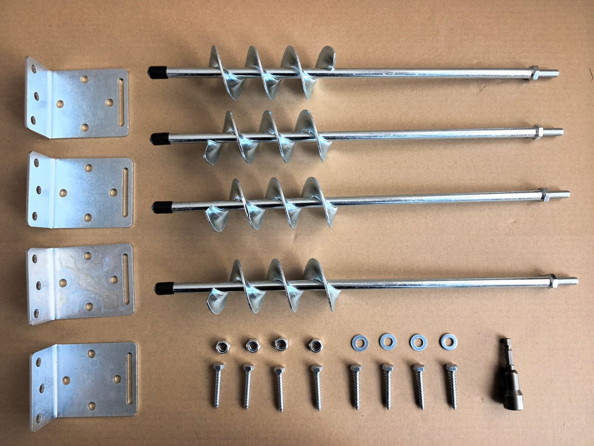 4 Pack 18 Inch Ground Anchor Screw Shed Anchor with L Bracket LB0418 - with | Sold by Uncle Wiener's Wholesale