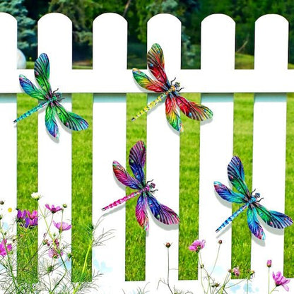 4-Pack Colourful Metal Dragonfly Wall Decor 8.8" x 5.9" for Garden, Fence, Patio & Outdoor Decor ONWD1209 - with | Sold by Uncle Wiener's Wholesale