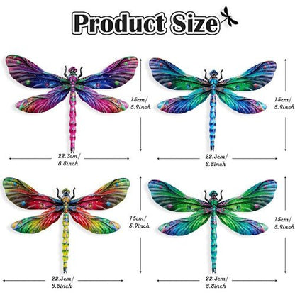 4-Pack Colourful Metal Dragonfly Wall Decor 8.8" x 5.9" for Garden, Fence, Patio & Outdoor Decor ONWD1209 - with | Sold by Uncle Wiener's Wholesale
